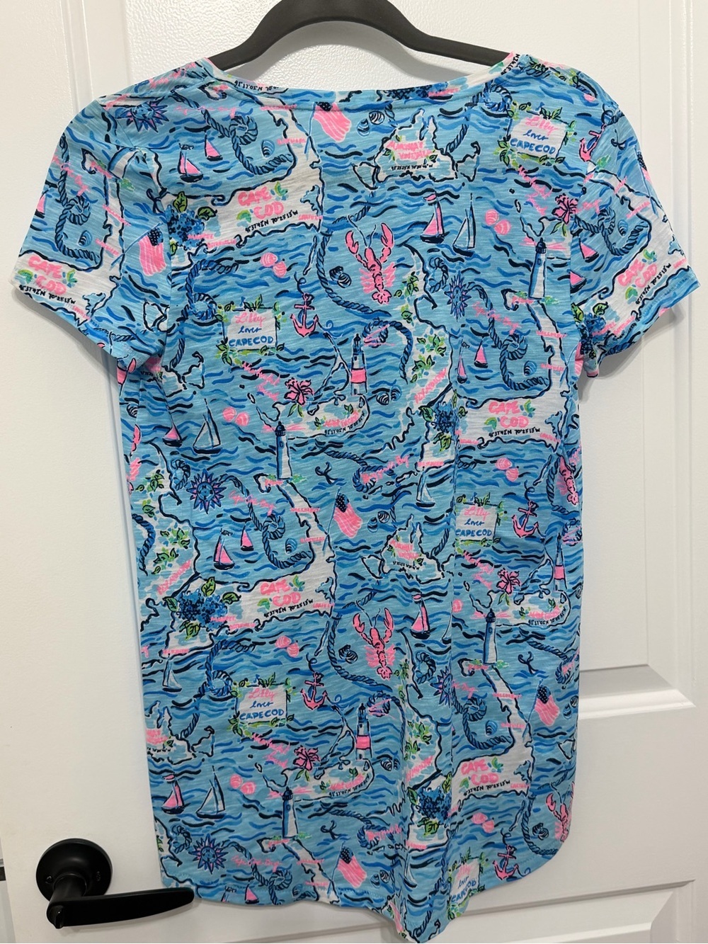 Lilly Pulitzer Etta V-Neck Top — Bali Blue Lilly Loves Cape Cod XS - Picture 3 of 10